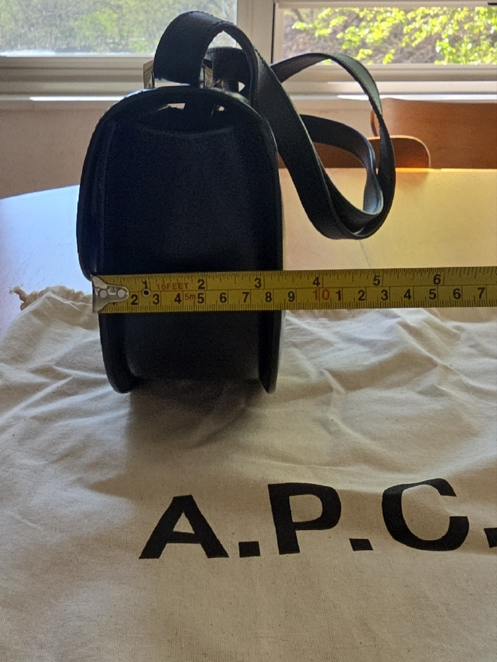 A.P.C. Black Leather Saddle Crossbody Bag with Gold Accents - Picture 7 of 9
